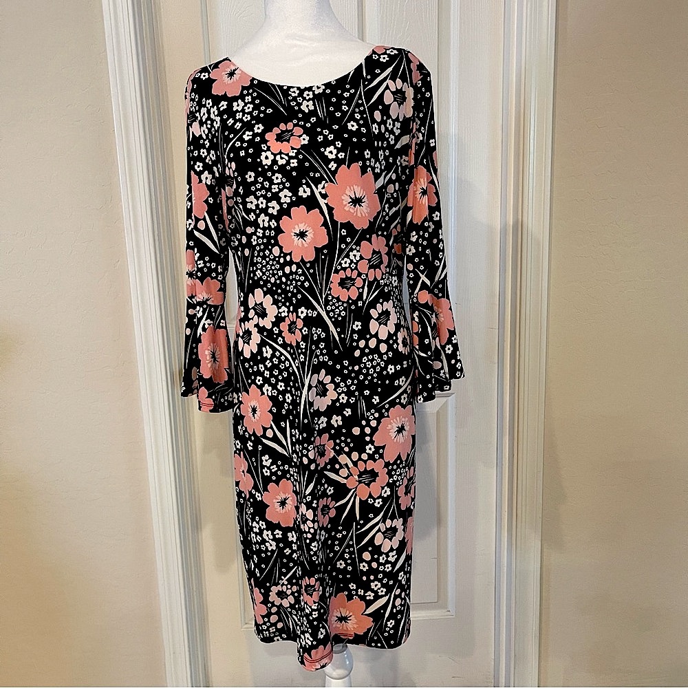 Tommy Hilfiger Black and Pink Floral Long Sleeve Dress - Picture 2 of 8